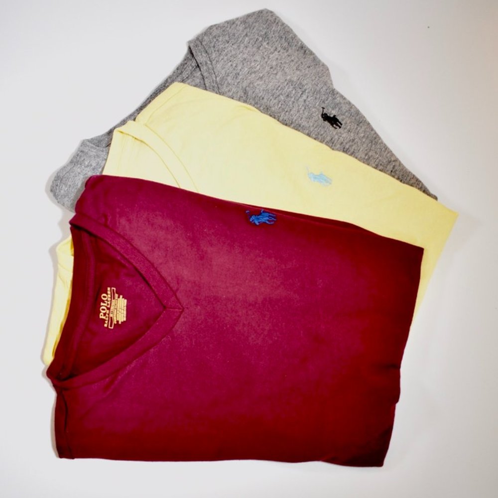 3 Ralph Lauren Polo T-Shirts - V Neck - Slim Fit M